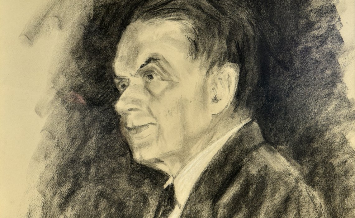 Edmond Michelet, fusain, Benn, troisième quart du 20e siècle.