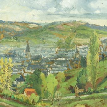 Brive : vue générale, huile sur carton de Jean Margerit, 1944.