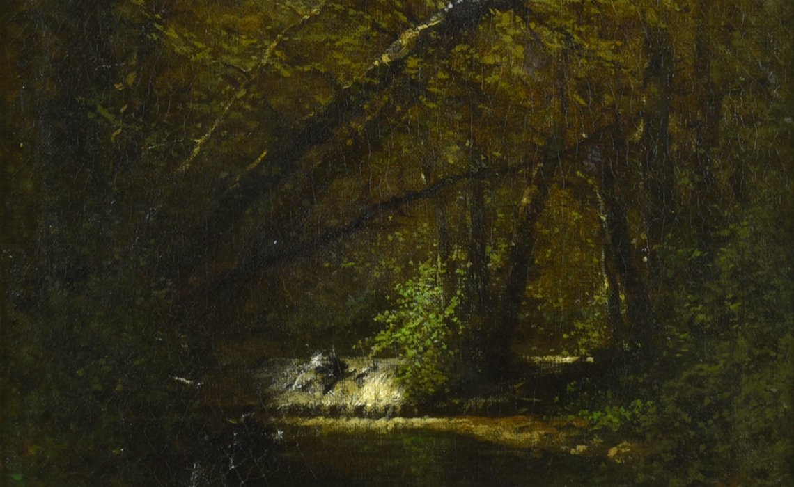 La Digue des Bordes à Brive, huile sur toile de Jules Vialle, milieu du 19e siècle ?