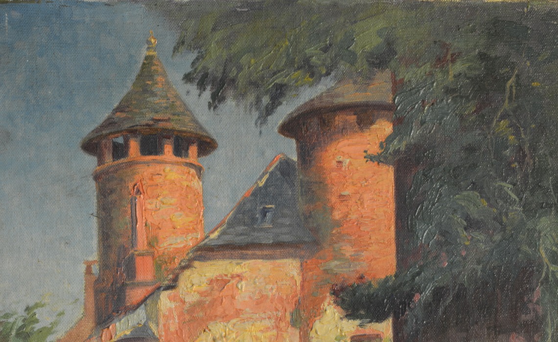 Maison Ramade de Friac, Collonges, huile sur carton entoilé de Raphaël Gaspéri, années 1920-1930.