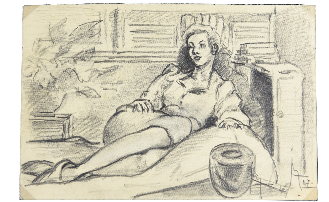 Collection Ville de Brive-musée Labenche : Claude Margerit, fille de l'artiste, crayon sur papier par Jean Margerit, 1947 (inv. 94.27.32).