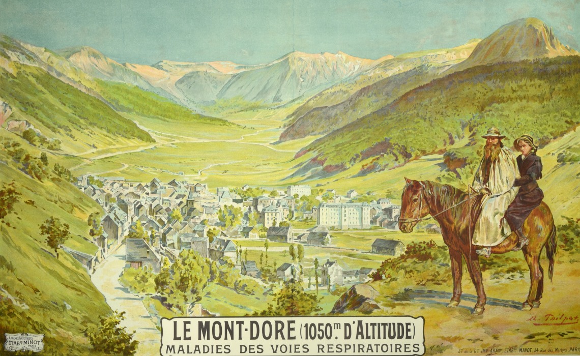 Le Mont-Dore, affiche de Théophile Poilpot, Société de la Grande Imprimerie Artistique, Établissement Minot, Chemin de Fer d’Orléans, Paris, 1904. Collection L.P.P.